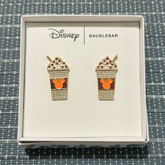 NEW | DISNEY x BAUBLEBAR | Mickey Mouse Pumpkin Spice Latte Earrings - Picture 1 of 1